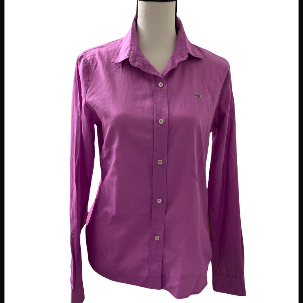 LACOSTE WOMEN’S SOFT COTTON OXFORD STYLE POLO SHIRT ROSE PINK SIZE 40 (M)